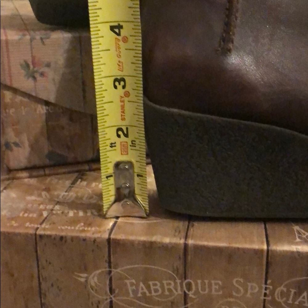 Chocolate Leather Wedge Boots - Picture 4 of 8